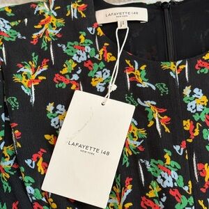 Lafayette 148 New York Black Dress with Multicolor Floral Pattern